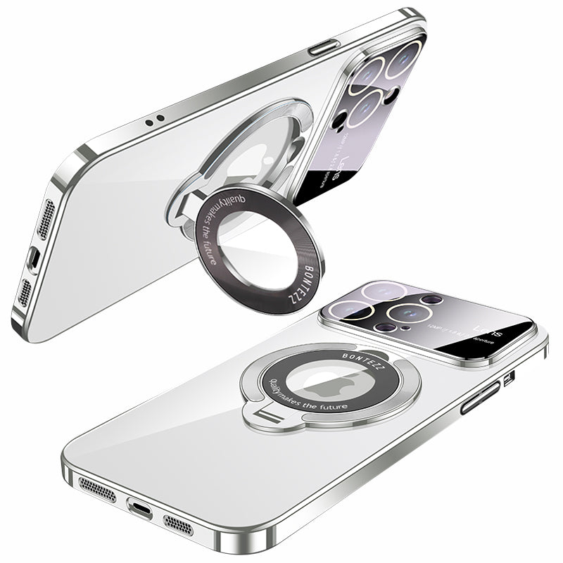 VOERO Kickstand PC Phone Case for iPhone 14 Pro Max Electroplating Glass Len Guard Phone Shell Compatible with MagSafe VOERO Kickstand PC Phone Case for iPhone 14 Pro Max Electroplating Glass Len Guard Phone Shell Compatible with MagSafe
